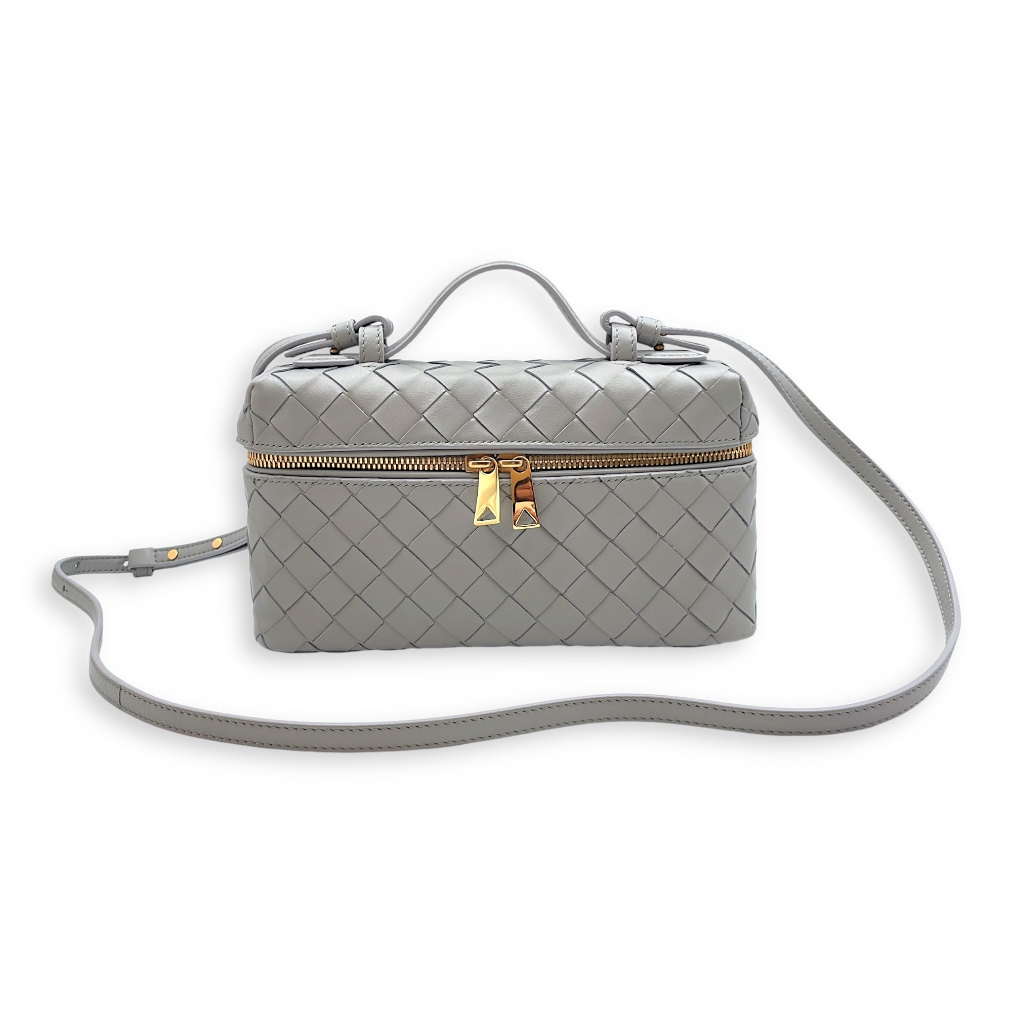 Bang Bang Intrecciato Vanity Case 23x12x6cm Sterling Crossbody Bag in Calfskin, Gold hardware