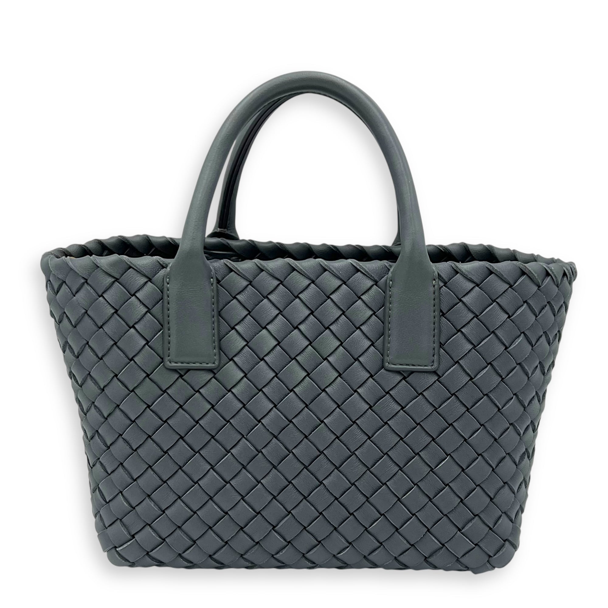Bottega Veneta Cabat Top Handle Bag Grey in Lambskin, Silver hardware_1