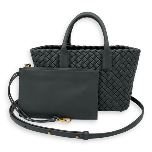 Bottega Veneta Cabat Top Handle Bag Grey in Lambskin, Silver hardware_10