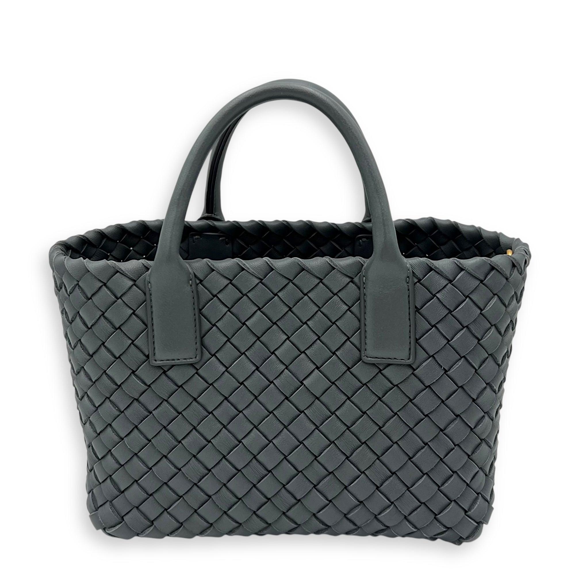 Bottega Veneta Cabat Top Handle Bag Grey in Lambskin, Silver hardware_2