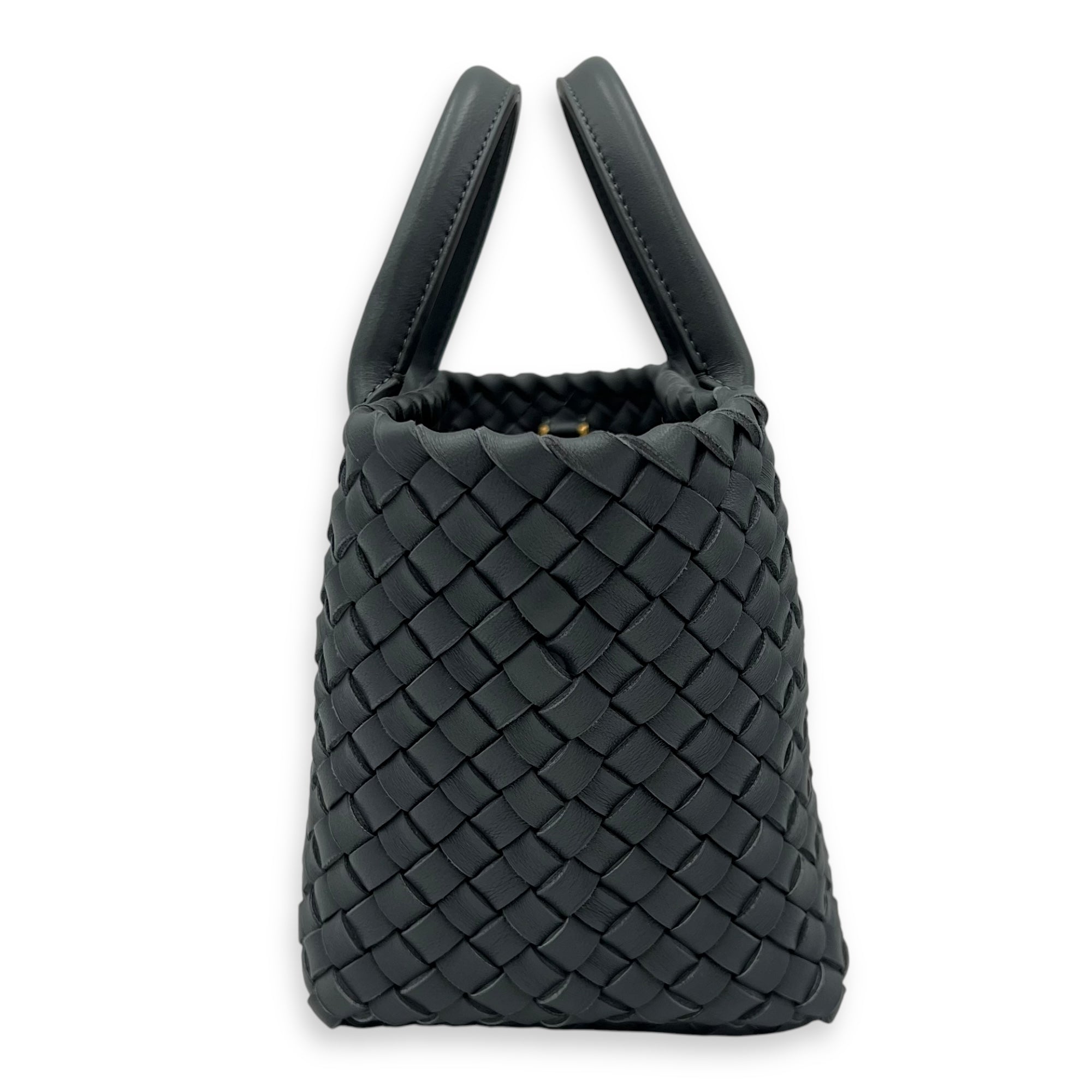 Bottega Veneta Cabat Top Handle Bag Grey in Lambskin, Silver hardware_3
