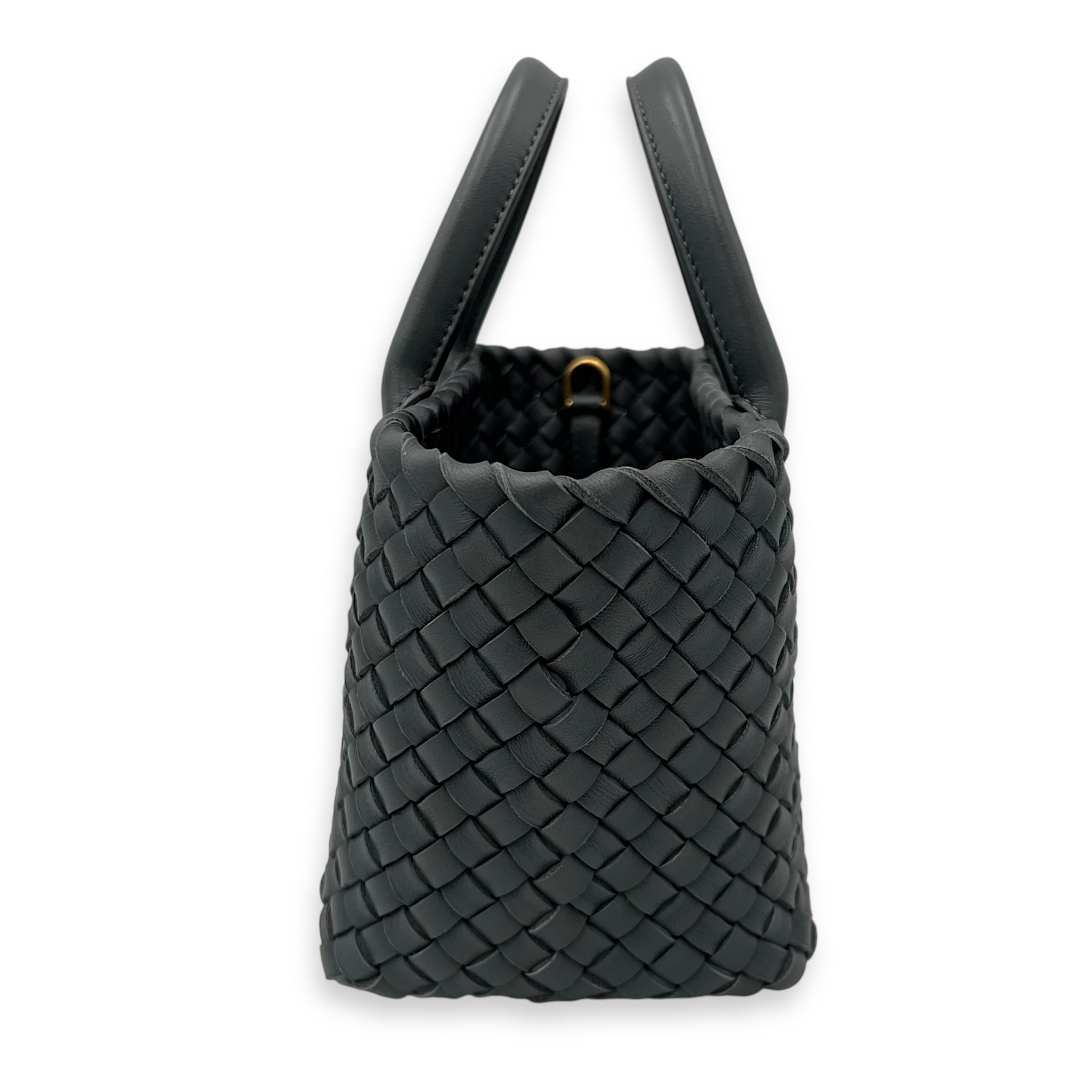Bottega Veneta Cabat Top Handle Bag Grey in Lambskin, Silver hardware_4