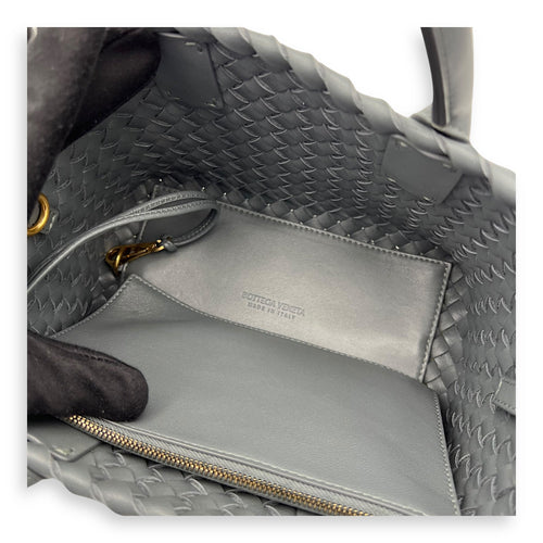Bottega Veneta Cabat Top Handle Bag Grey in Lambskin, Silver hardware_7