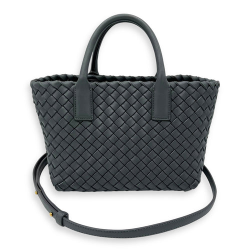 Bottega Veneta Cabat Top Handle Bag Grey in Lambskin, Silver hardware_8