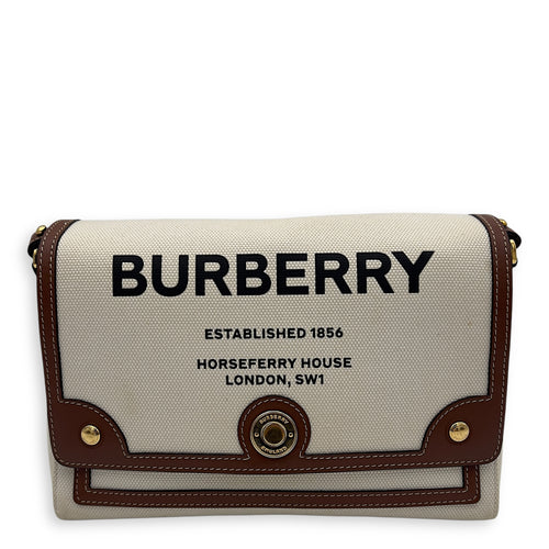Burberry Horseferry Print Note Brown Crossbody Bag in Canvas, Gold hardware_1