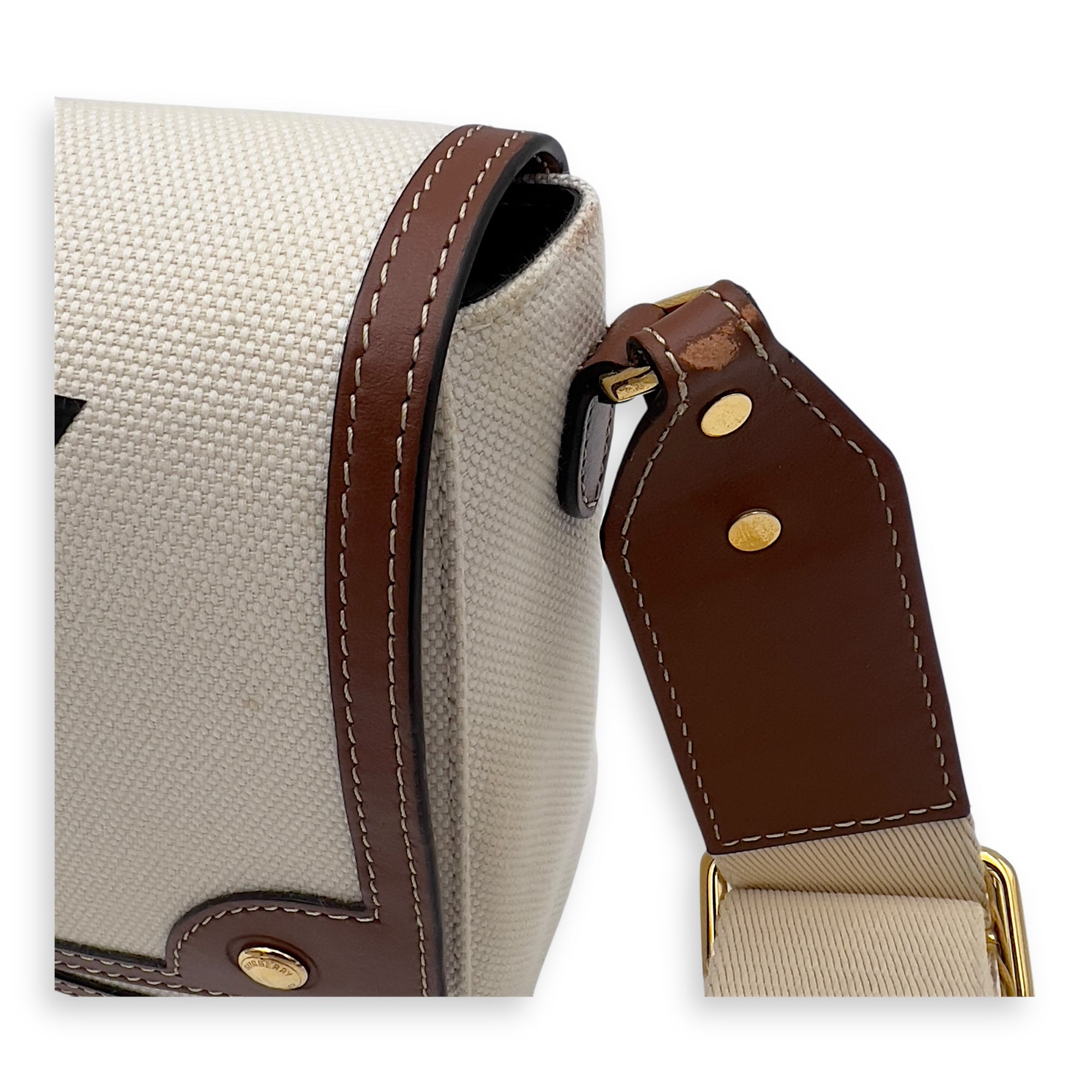 Burberry Horseferry Print Note Brown Crossbody Bag in Canvas, Gold hardware_23