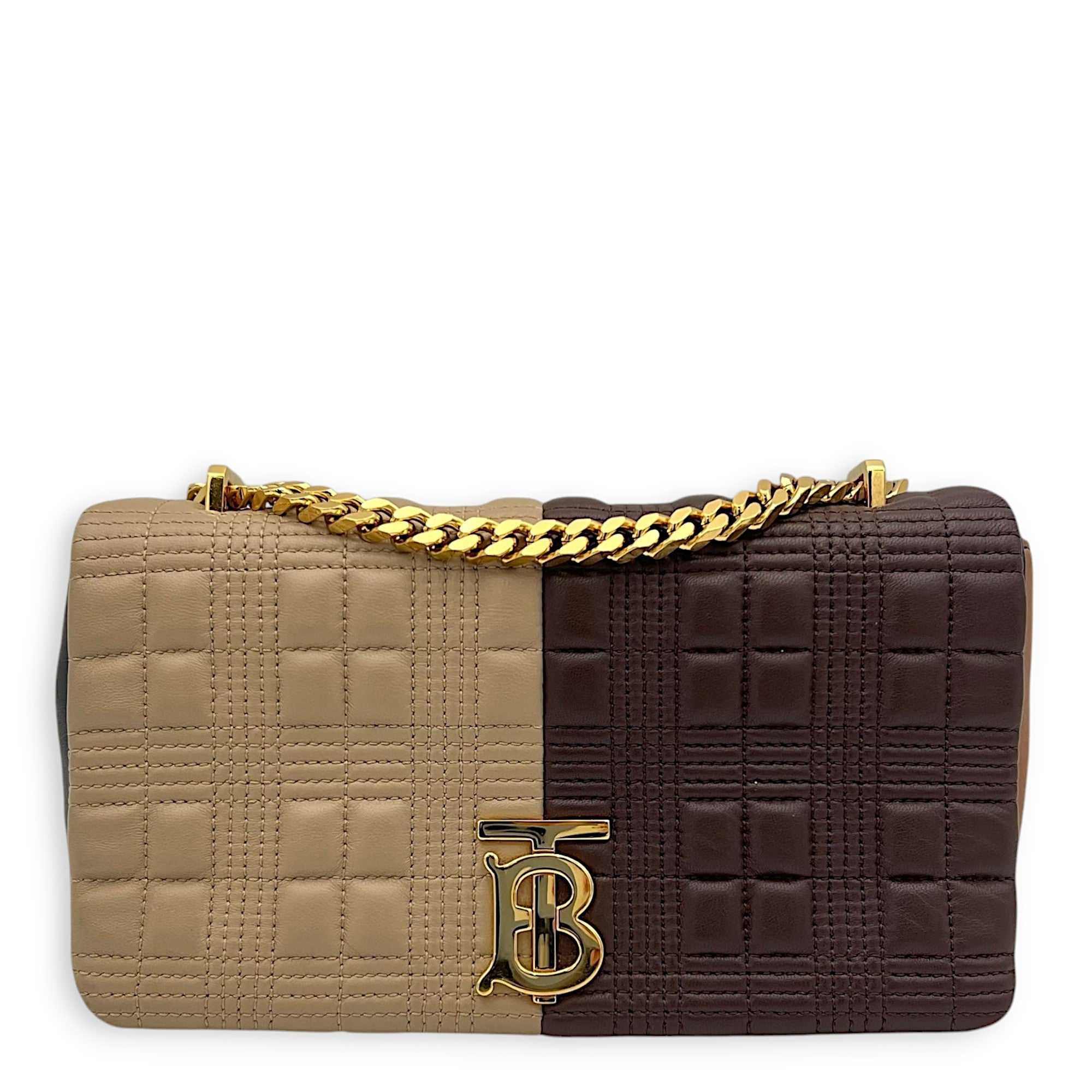 Burberry Lola Small Brown Shoulder Bag in Lambskin, Gold hardware_1