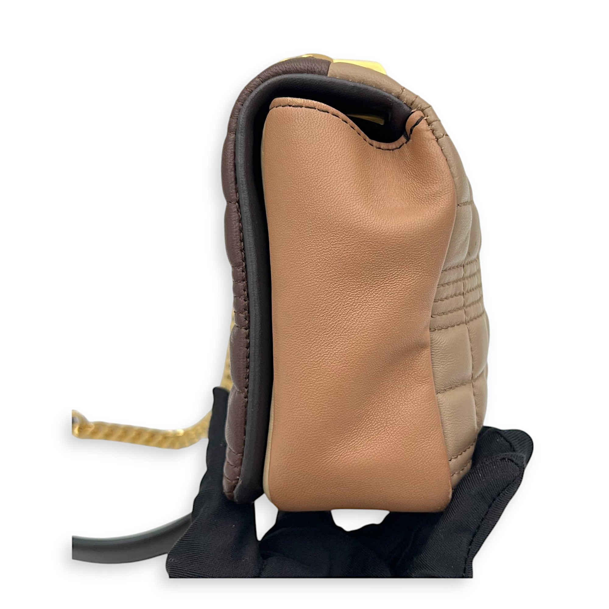 Burberry Lola Small Brown Shoulder Bag in Lambskin, Gold hardware_4