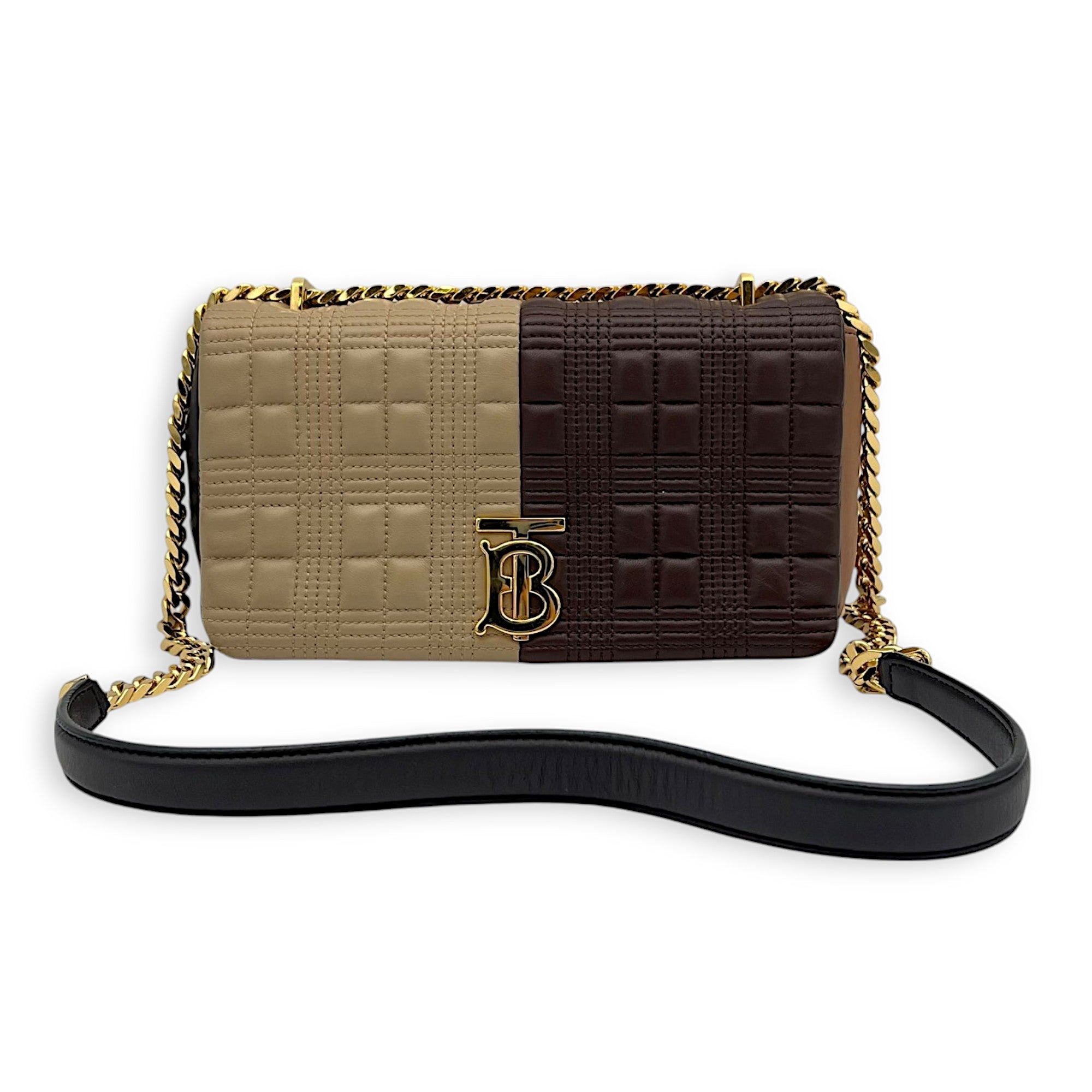 Burberry Lola Small Brown Shoulder Bag in Lambskin, Gold hardware_7
