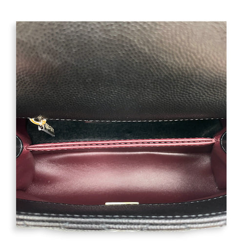 Quilted Coco Handle (19cm) Mini Black/Burgundy Handle Top Handle Bag in Caviar Leather Gold hardware C110560 4