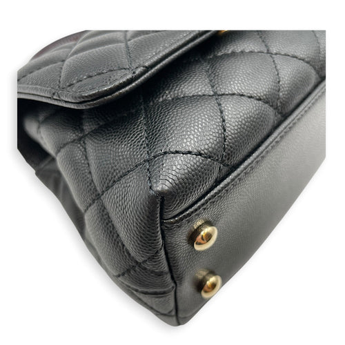 Quilted Coco Handle (19cm) Mini Black/Burgundy Handle Top Handle Bag in Caviar Leather Gold hardware C110560 5