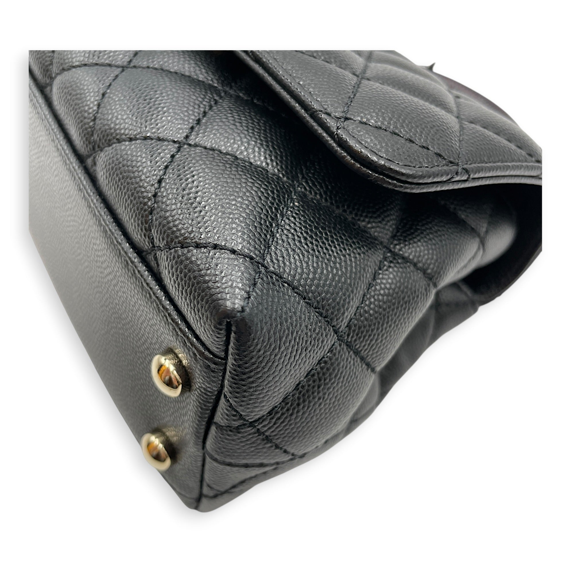 Quilted Coco Handle (19cm) Mini Black/Burgundy Handle Top Handle Bag in Caviar Leather Gold hardware C110560 8