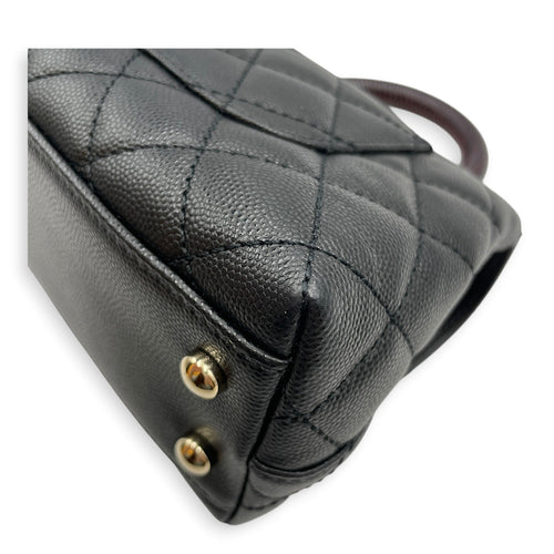 Quilted Coco Handle (19cm) Mini Black/Burgundy Handle Top Handle Bag in Caviar Leather Gold hardware C110560 9