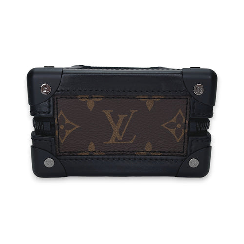 Vertical Soft Trunk Brown Crossbody Bag in Monogram Coated Canvas, Lacquered Metal hardware