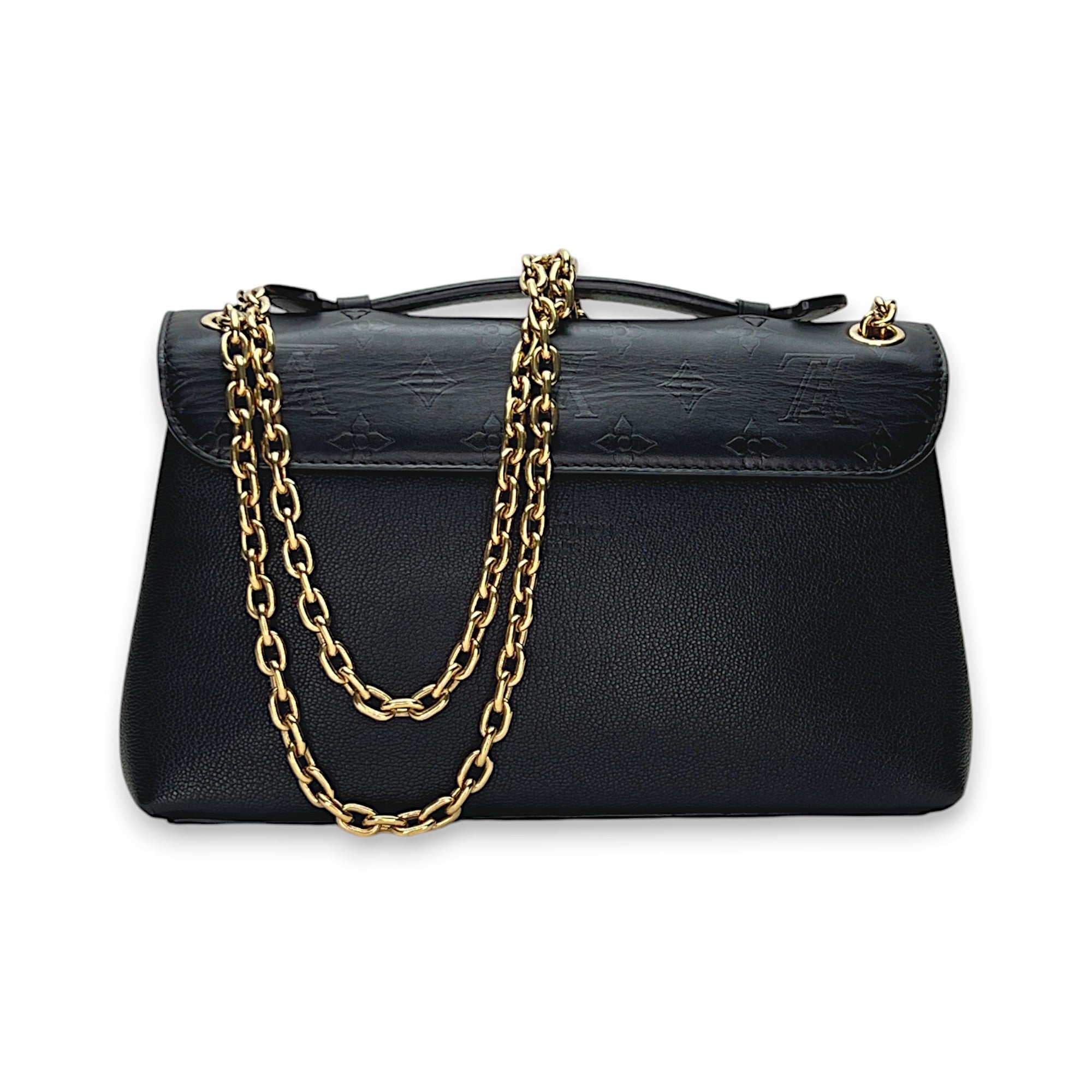 Very Chain Black Shoulder Bag in Calfskin, Gold hardware