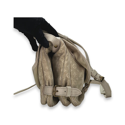 Saumur PM Beige Messenger Bag in Canvas, Gold hardware