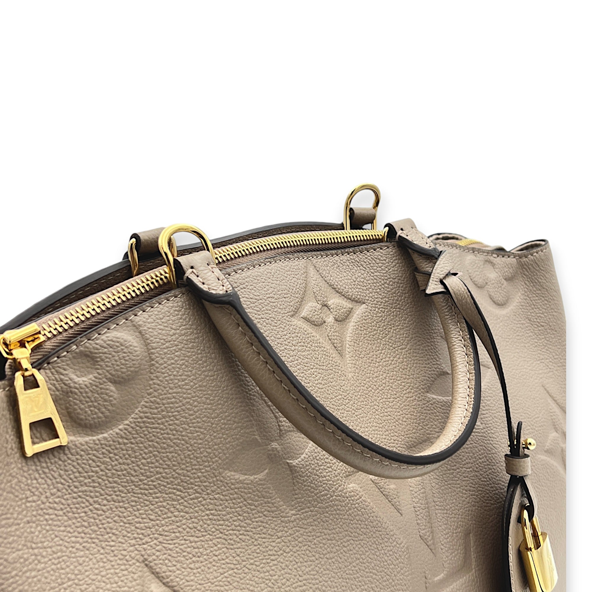 Palais Grand Beige Top Handle Bag in Monogram Empreinte Leather, Gold hardware