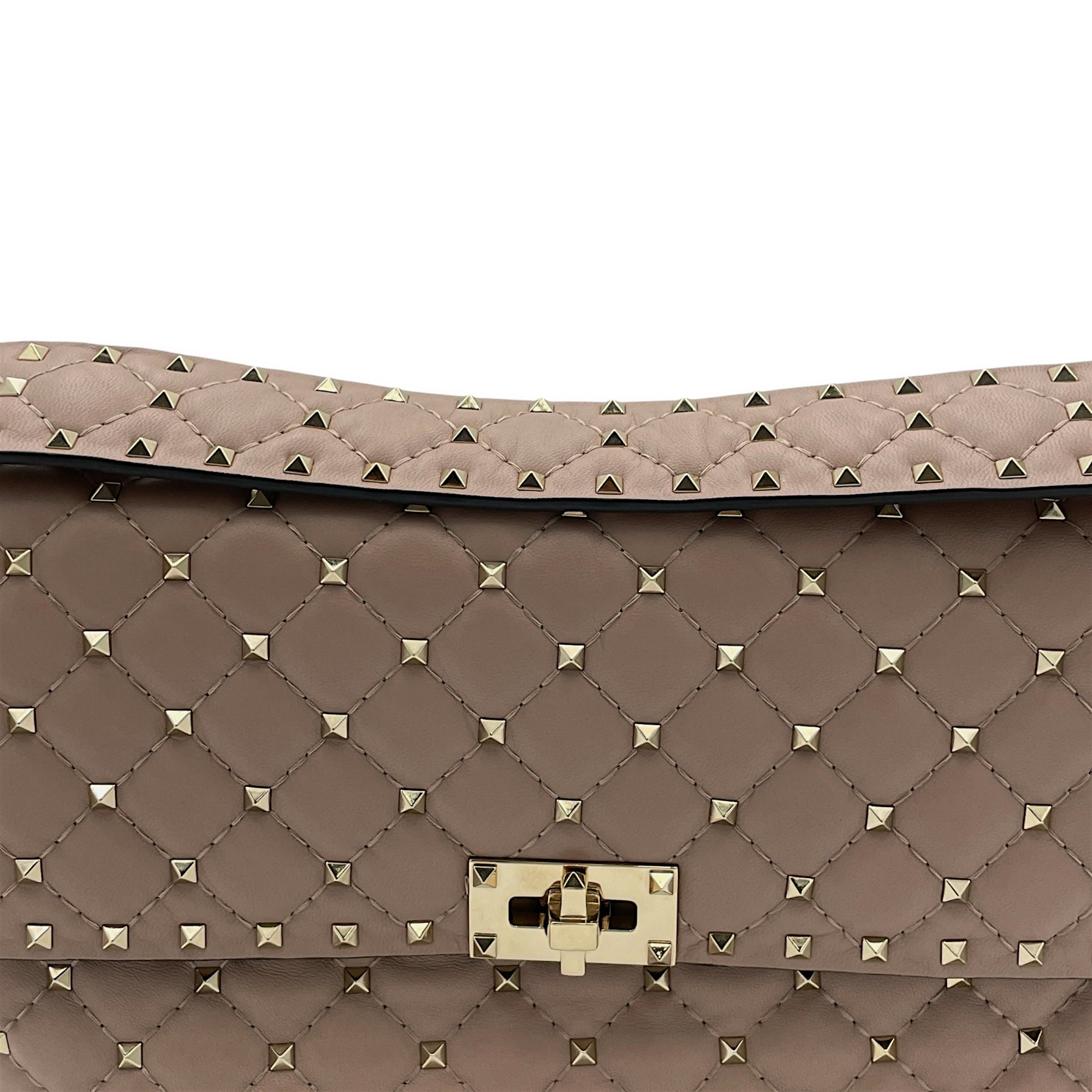 Rockstud Spike Shoulder bag Large Pink Shoulder Bag in Calfskin, Light Gold hardware