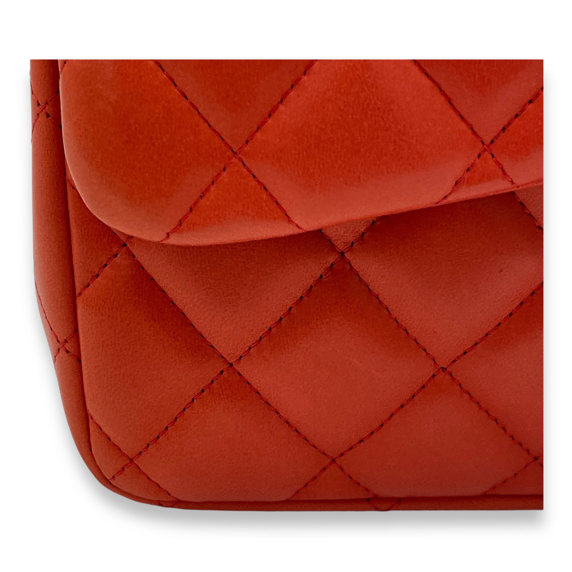 Classic Double Flap Jumbo Red Shoulder Bag in Lambskin, Silver hardware