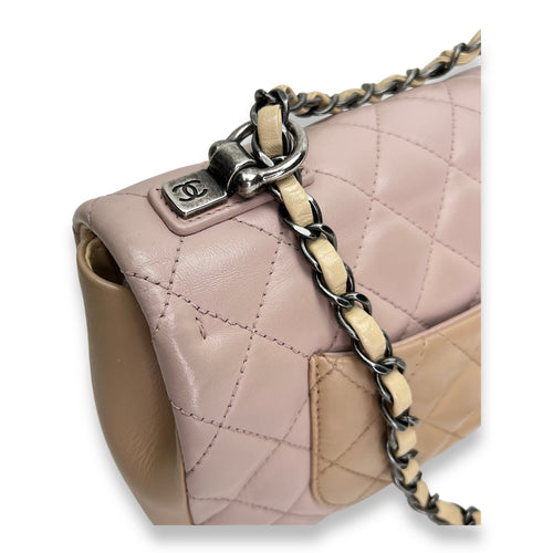 Timeless Classic Flap Beige Shoulder Bag in Lambskin, Ruthenium hardware