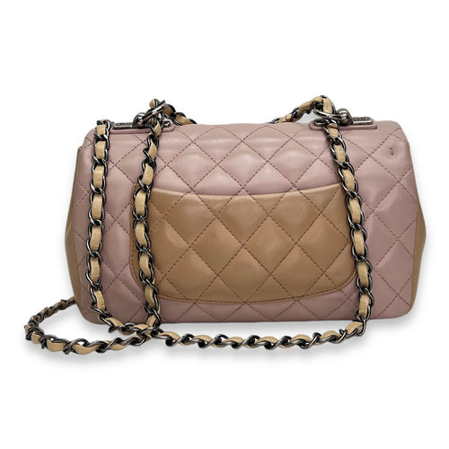 Timeless Classic Flap Beige Shoulder Bag in Lambskin, Ruthenium hardware