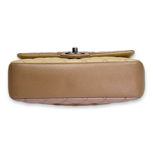 Timeless Classic Flap Beige Shoulder Bag in Lambskin, Ruthenium hardware