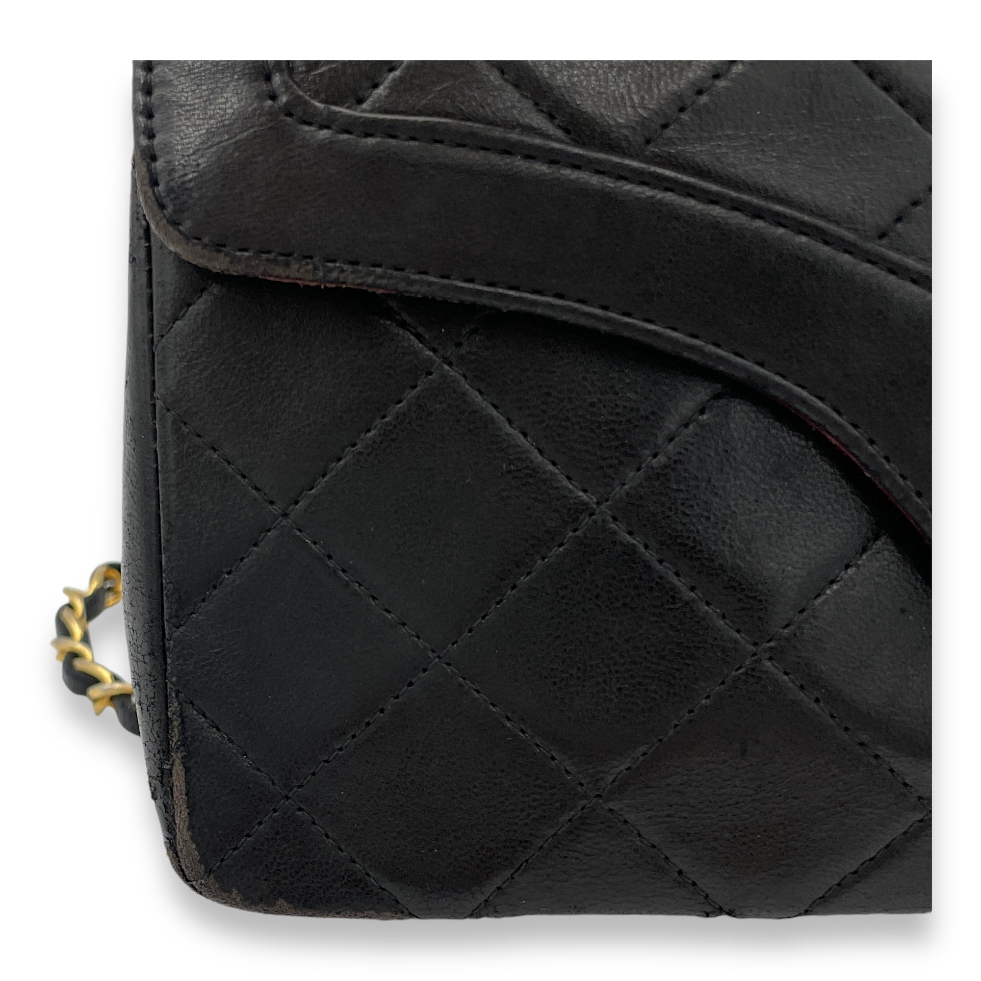 Matelasse Coco Mark Black Crossbody Bag in Lambskin, Gold hardware