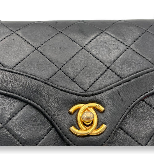 Matelasse Coco Mark Black Crossbody Bag in Lambskin, Gold hardware