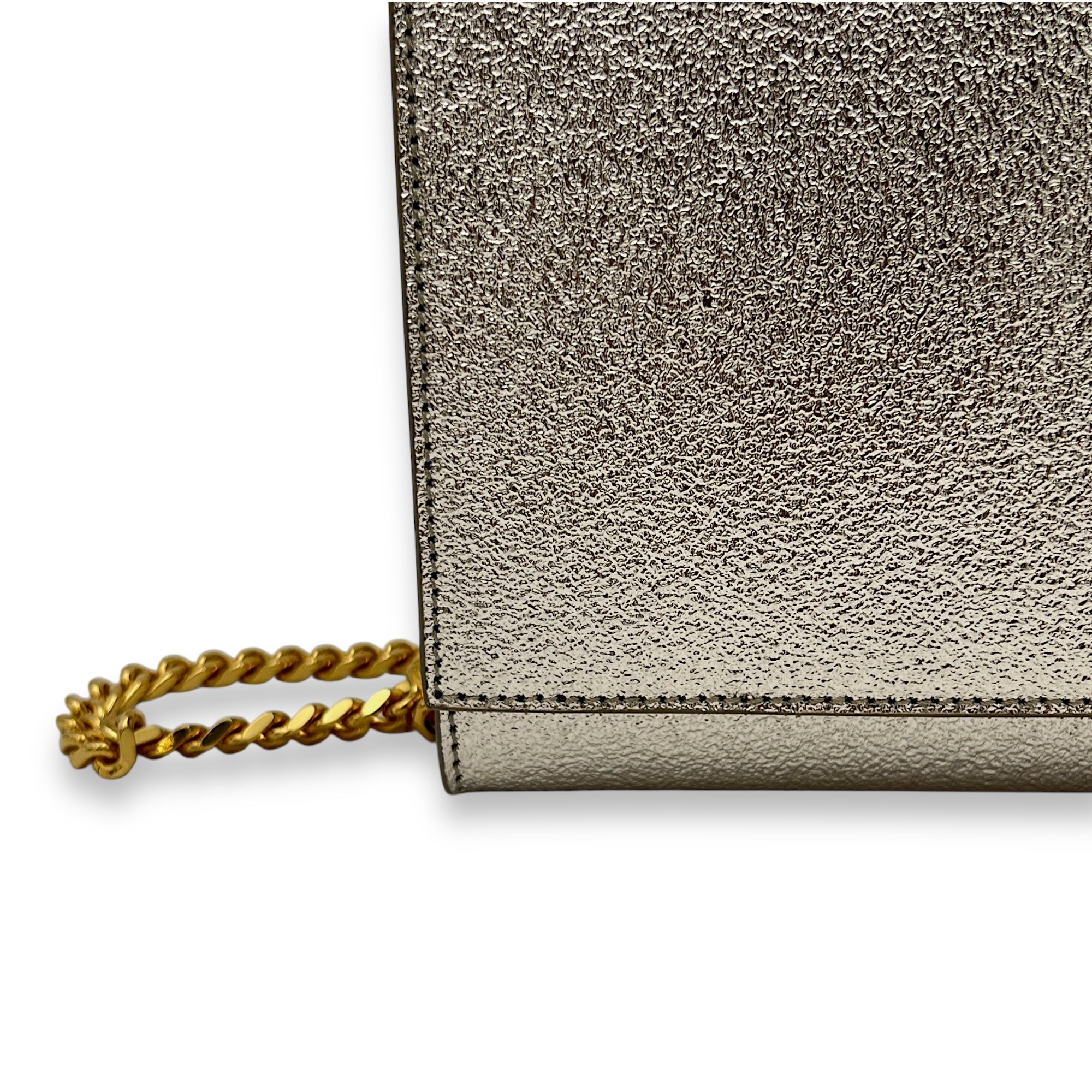 Kate Medium Silver Crossbody Bag in Calfskin, Gold hardware