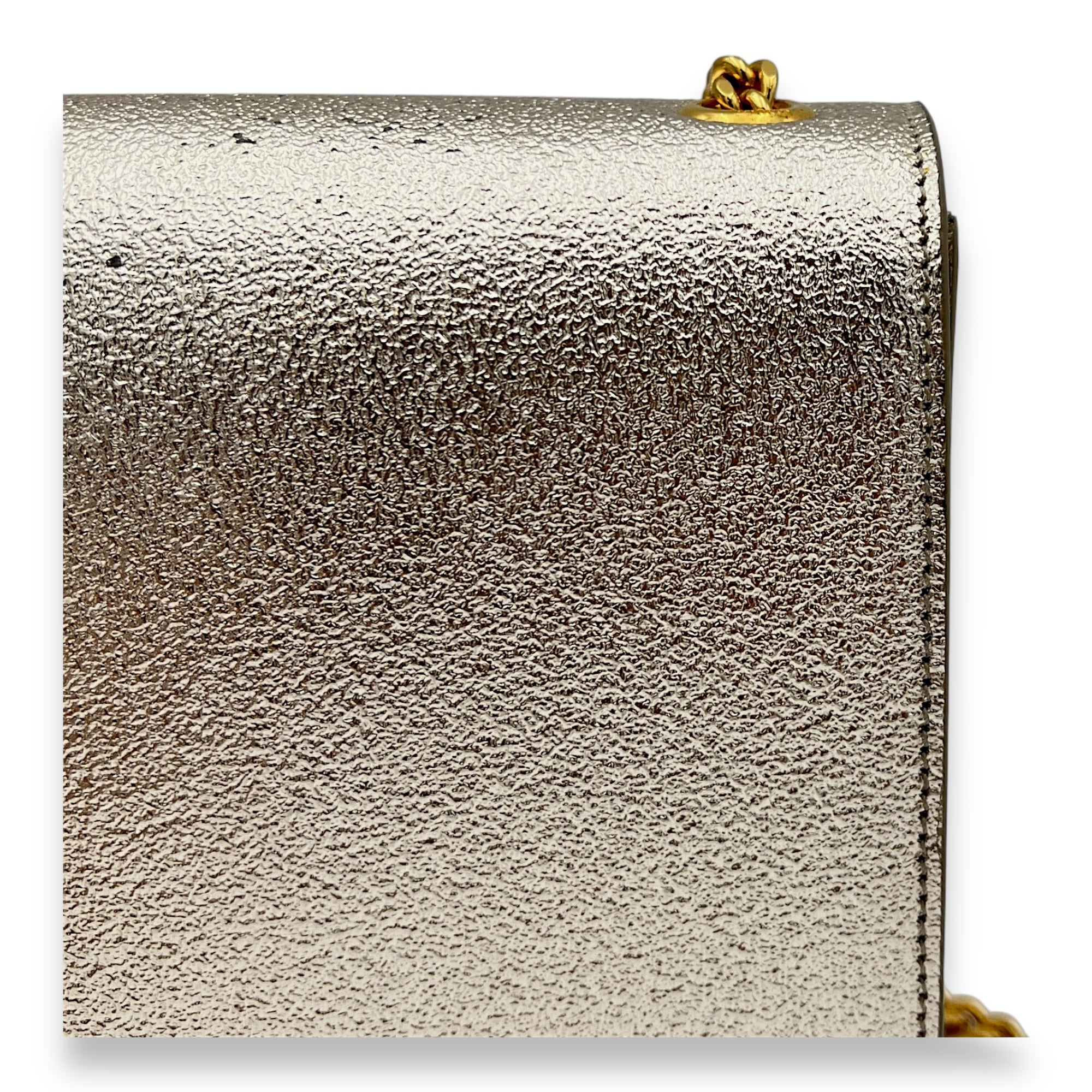 Kate Medium Silver Crossbody Bag in Calfskin, Gold hardware