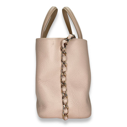 Stitched Shopping Beige Top Handle Bag in Calfskin, Gold hardware