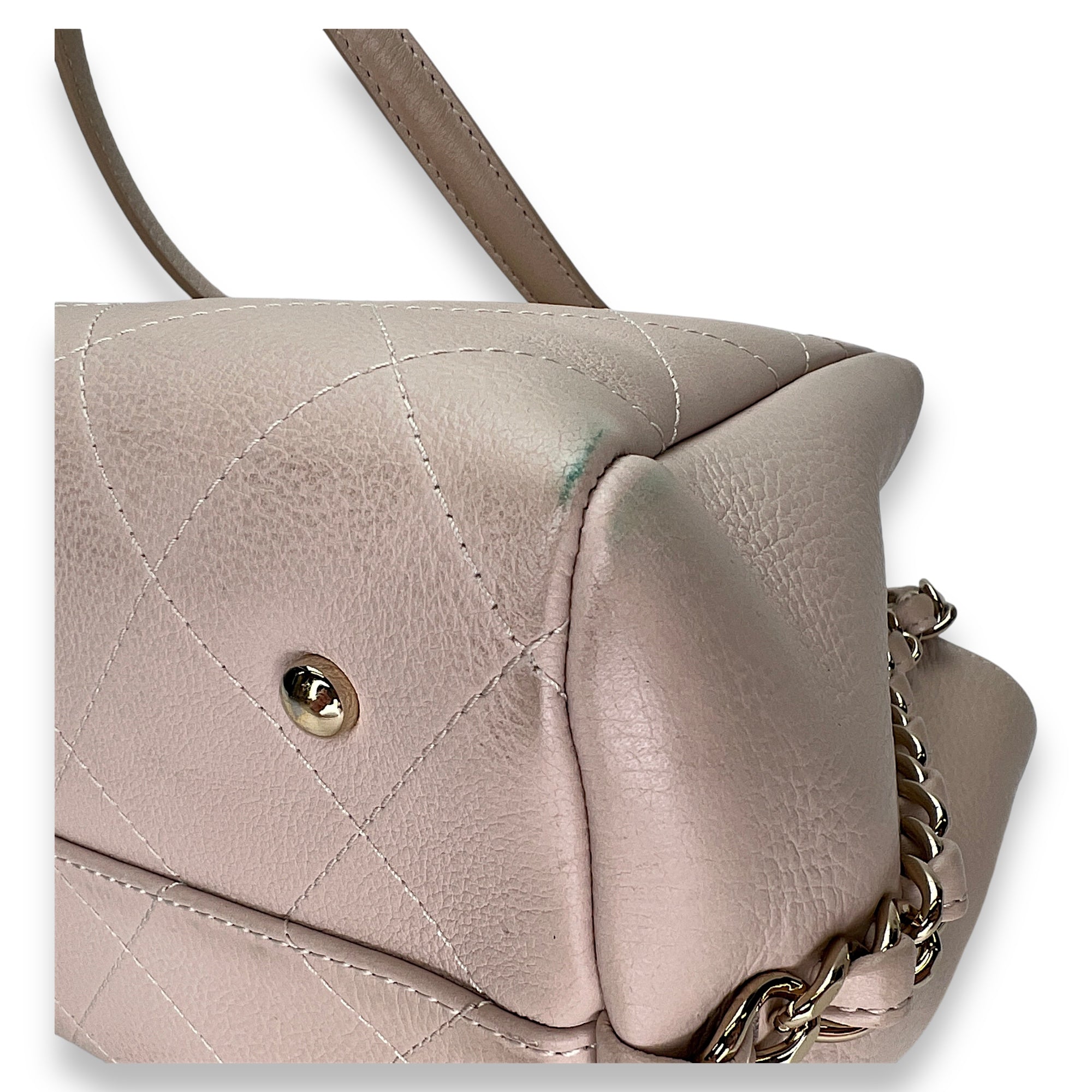 Stitched Shopping Beige Top Handle Bag in Calfskin, Gold hardware