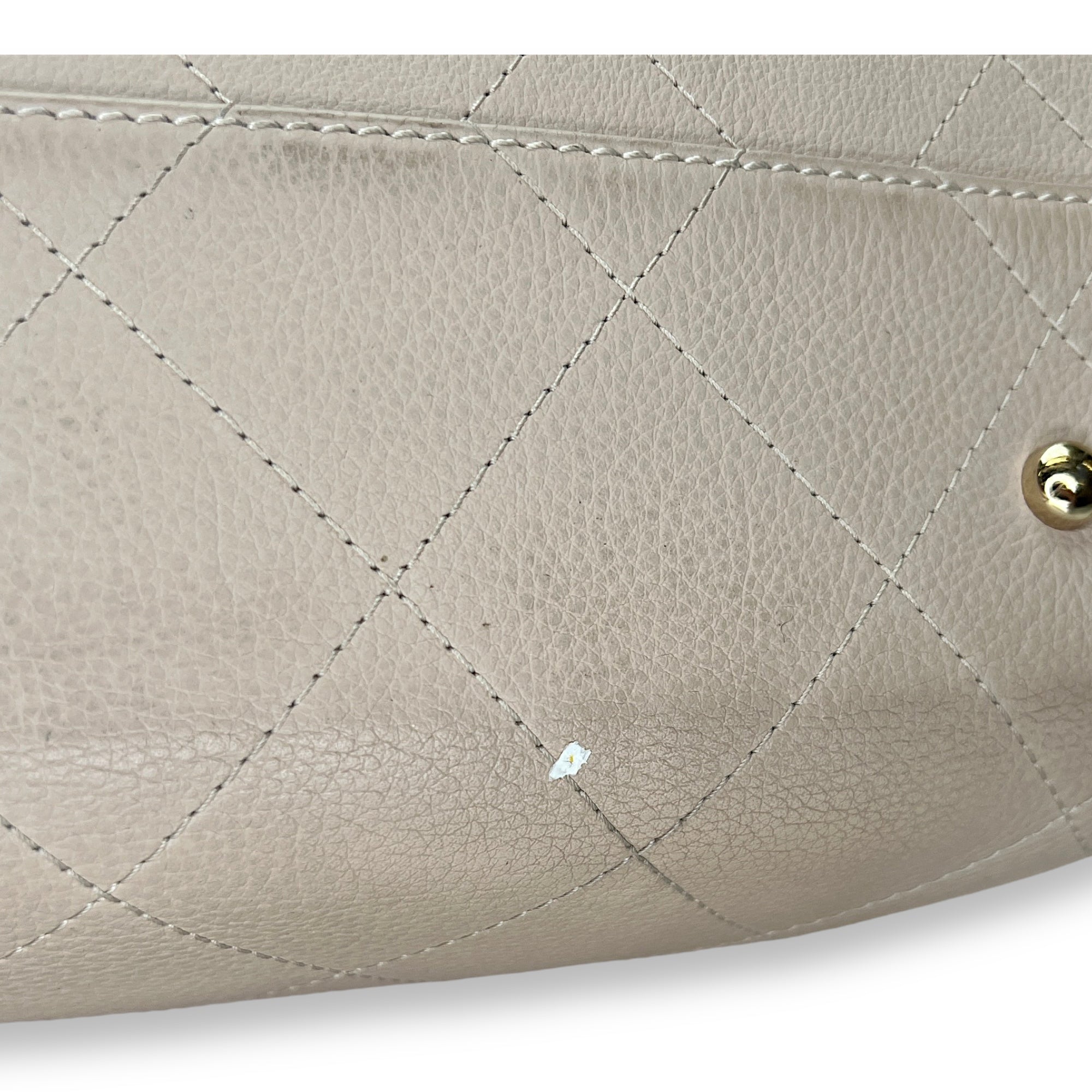 Stitched Shopping Beige Top Handle Bag in Calfskin, Gold hardware