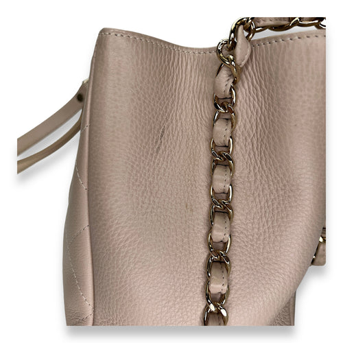 Stitched Shopping Beige Top Handle Bag in Calfskin, Gold hardware