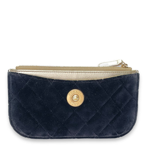 CC Black Pouch in Velvet, Gold hardware