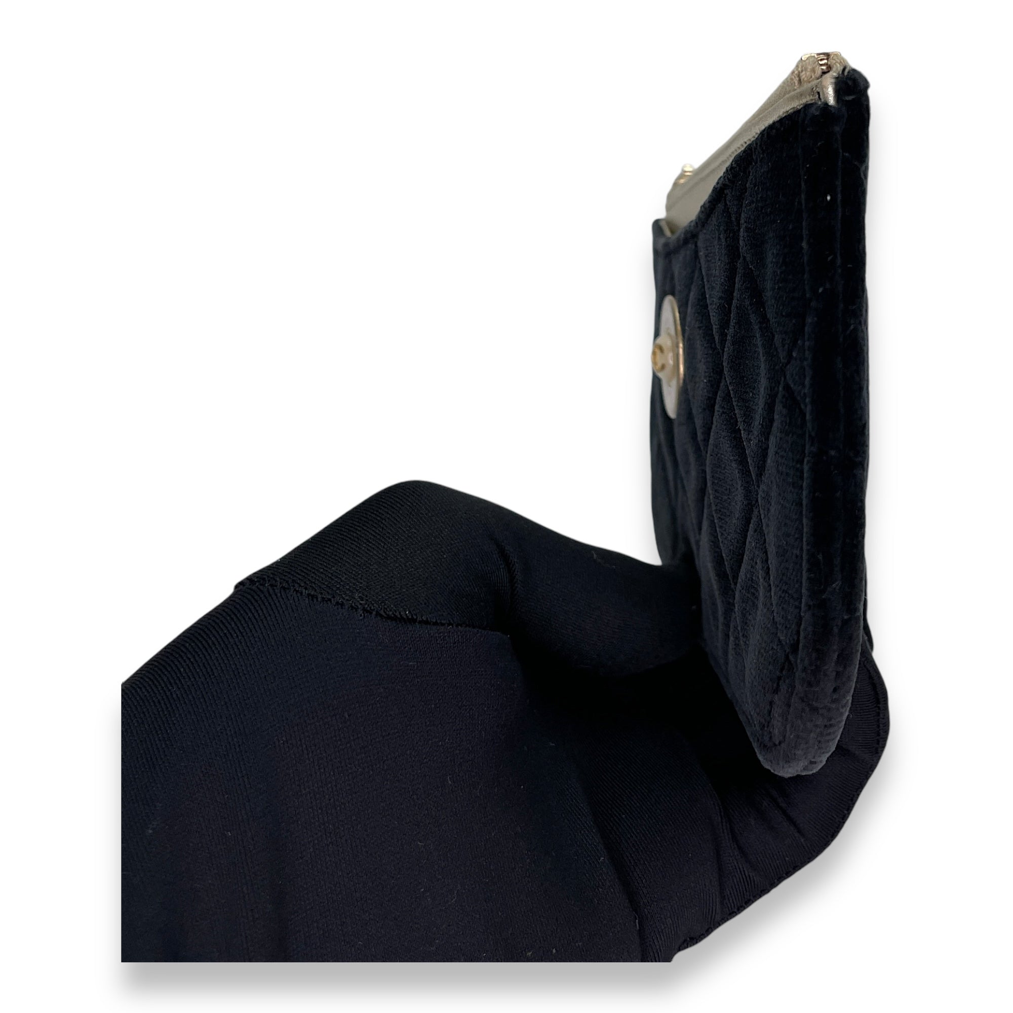 CC Black Pouch in Velvet, Gold hardware