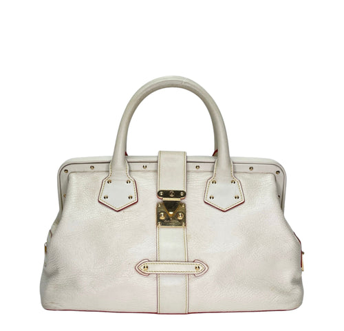 Suhali Lingenieux Beige Top Handle Bag in Calfskin, Gold hardware