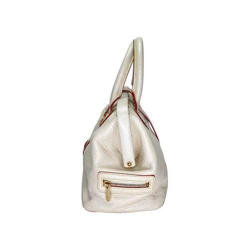 Suhali Lingenieux Beige Top Handle Bag in Calfskin, Gold hardware