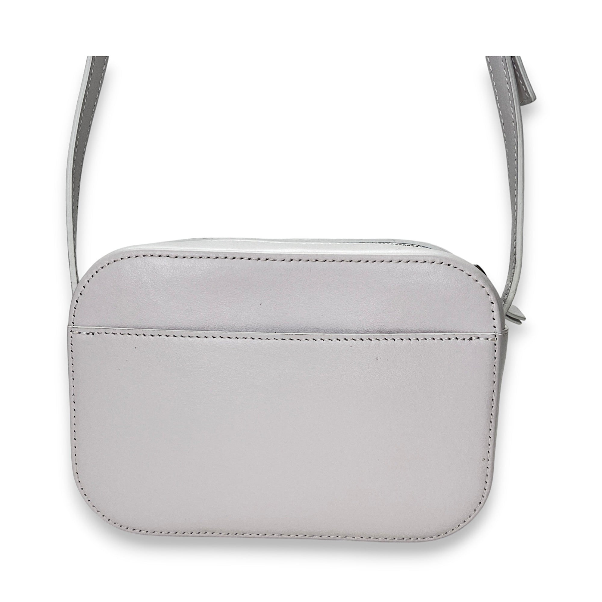 Everyday Camera XS White Crossbody Bag in Calfskin, Silver hardware