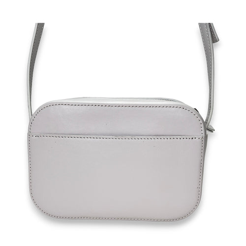 Everyday Camera XS White Crossbody Bag in Calfskin, Silver hardware