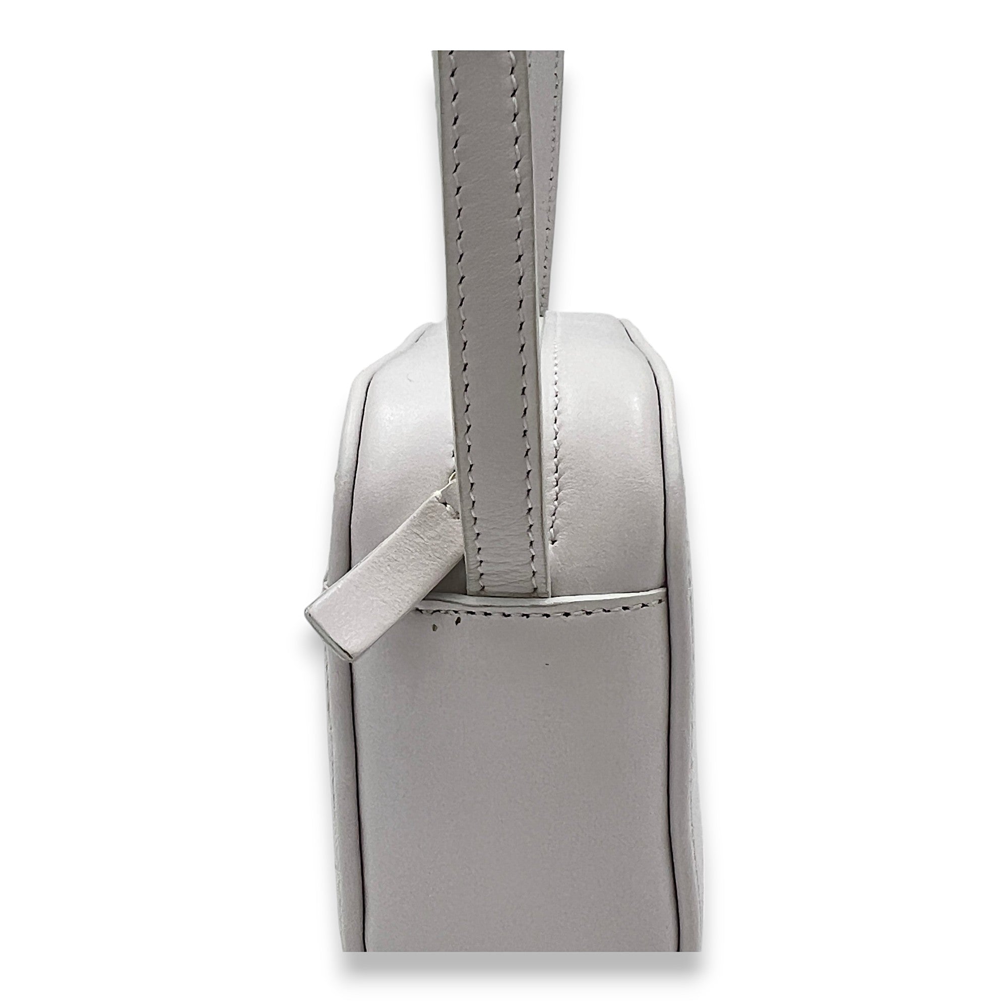 Everyday Camera XS White Crossbody Bag in Calfskin, Silver hardware