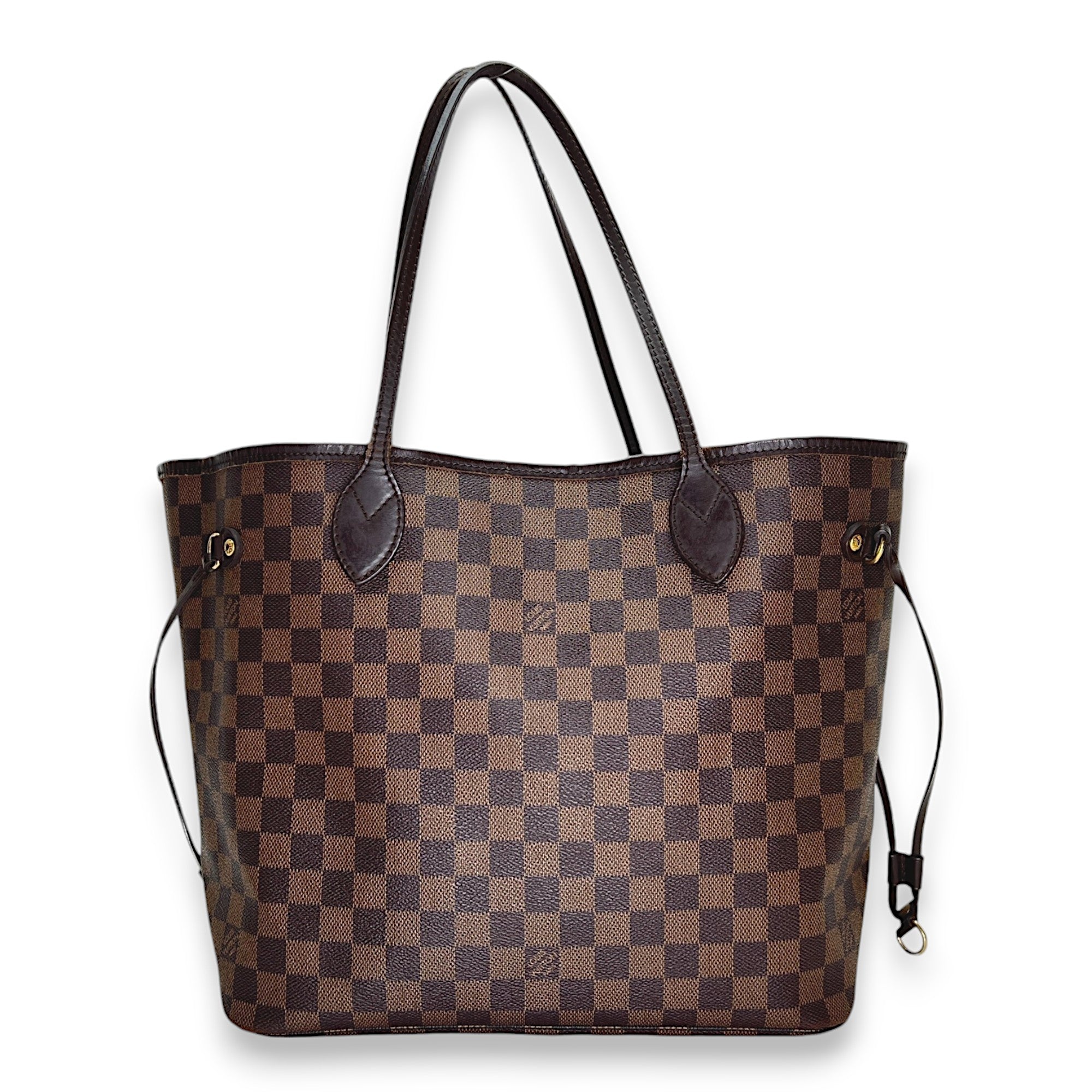 Neverfull MM Damier Ebene Tote Bag in Coated Canvas, Gold hardware