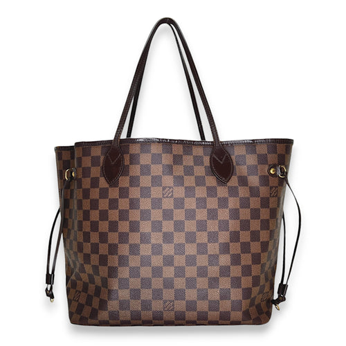 Neverfull MM Damier Ebene Tote Bag in Coated Canvas, Gold hardware