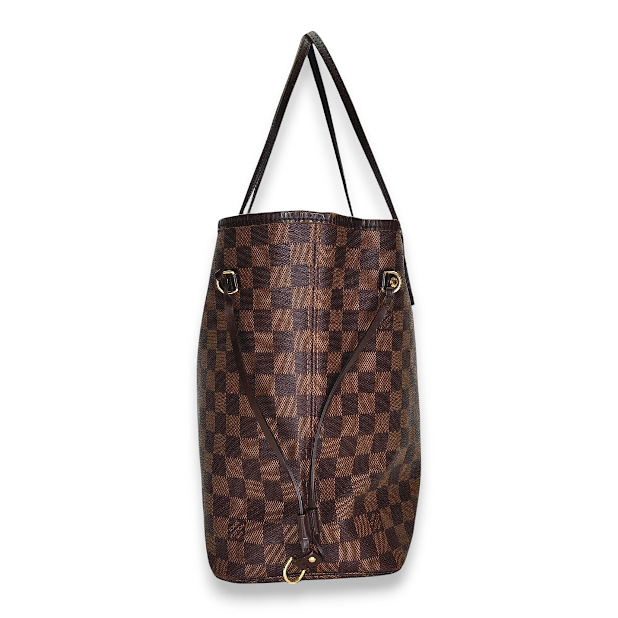 Neverfull MM Damier Ebene Tote Bag in Coated Canvas, Gold hardware