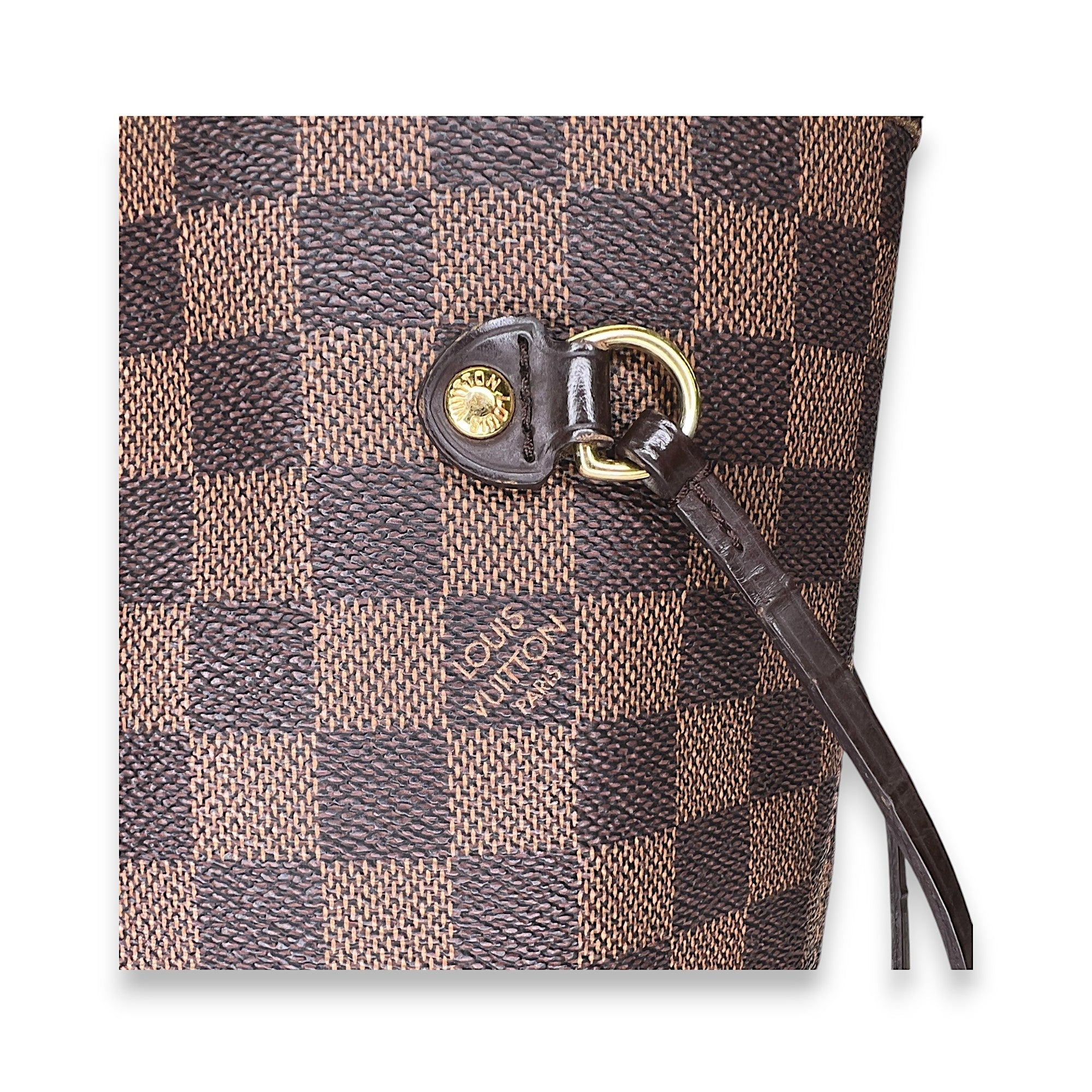 Neverfull MM Damier Ebene Tote Bag in Coated Canvas, Gold hardware