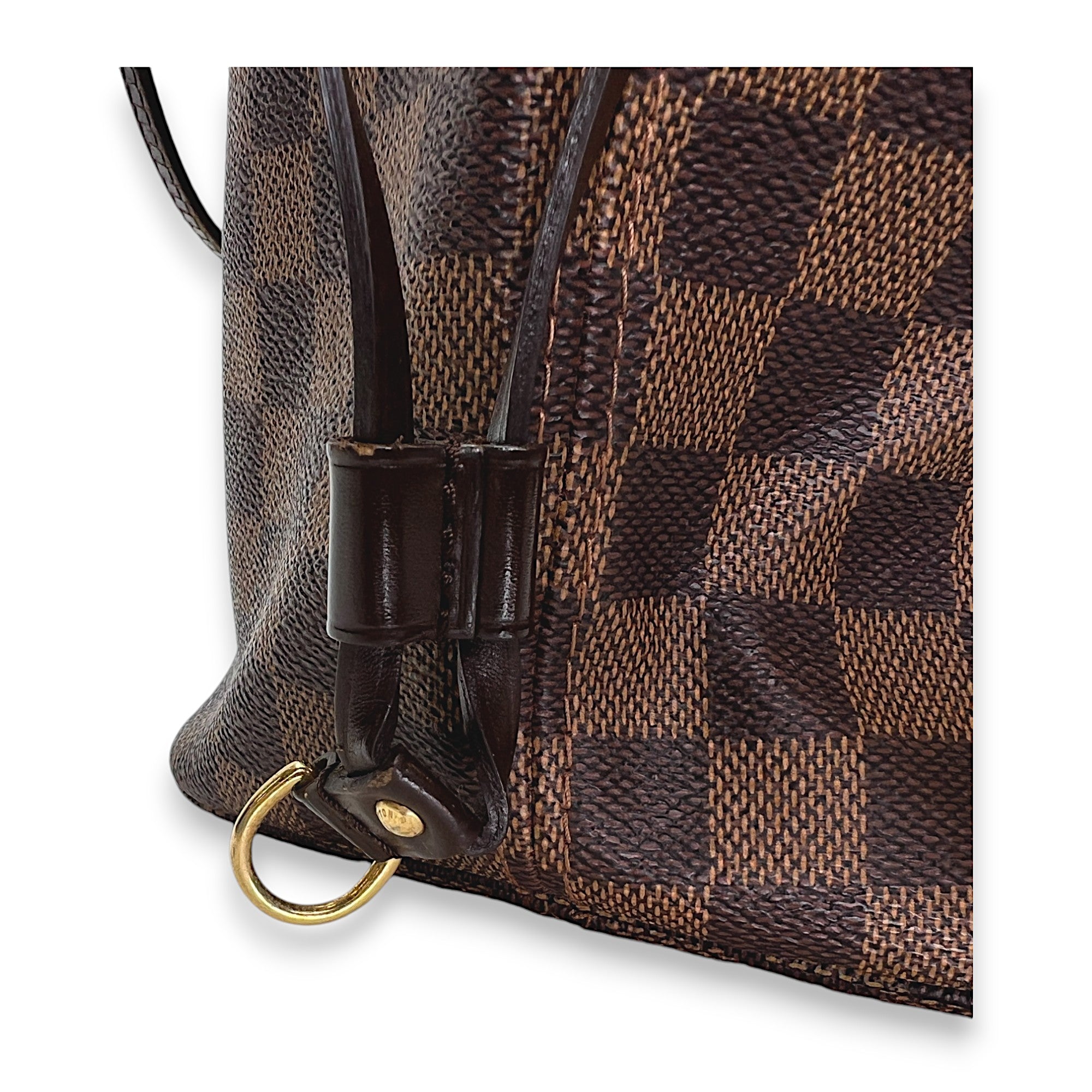 Neverfull MM Damier Ebene Tote Bag in Coated Canvas, Gold hardware