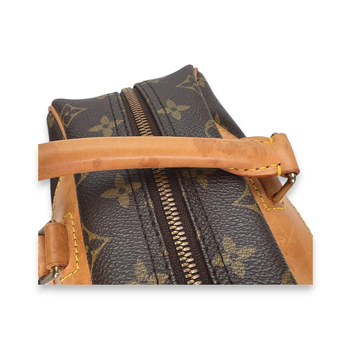 Deauville Brown Top Handle Bag in Monogram Coated Canvas, Gold hardware