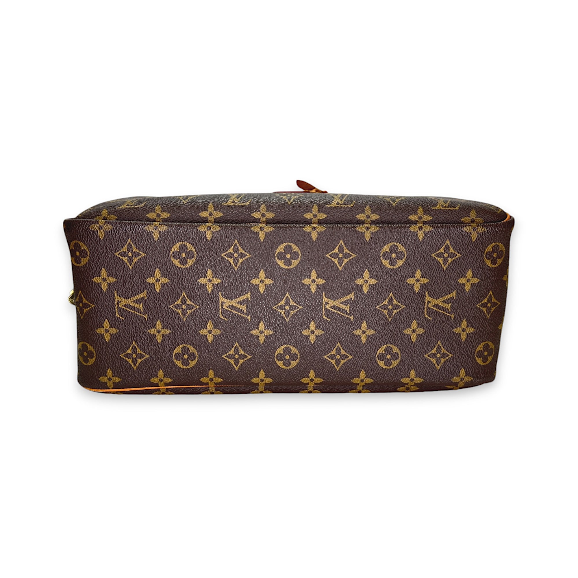 Deauville Brown Top Handle Bag in Monogram Coated Canvas, Gold hardware