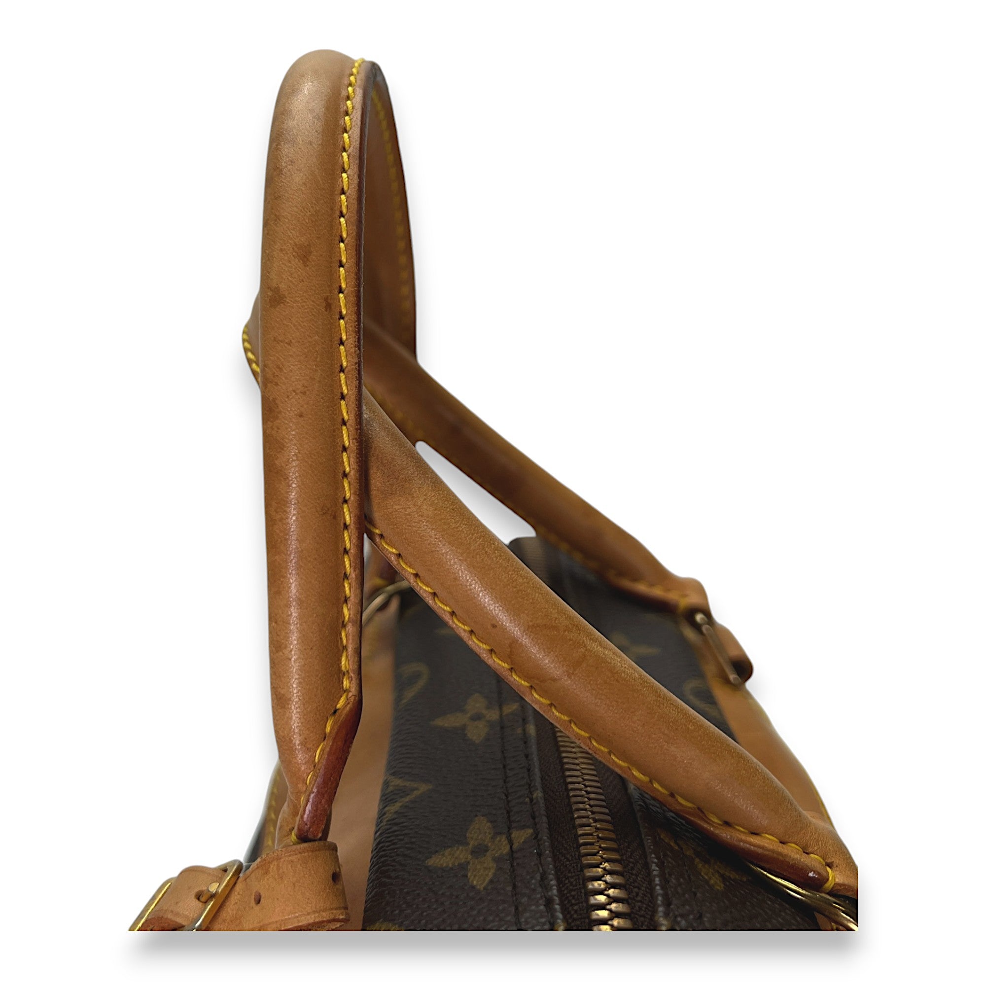 Deauville Brown Top Handle Bag in Monogram Coated Canvas, Gold hardware