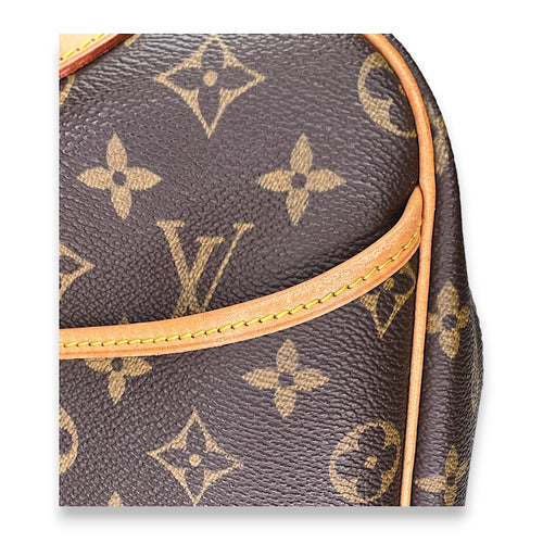 Deauville Brown Top Handle Bag in Monogram Coated Canvas, Gold hardware